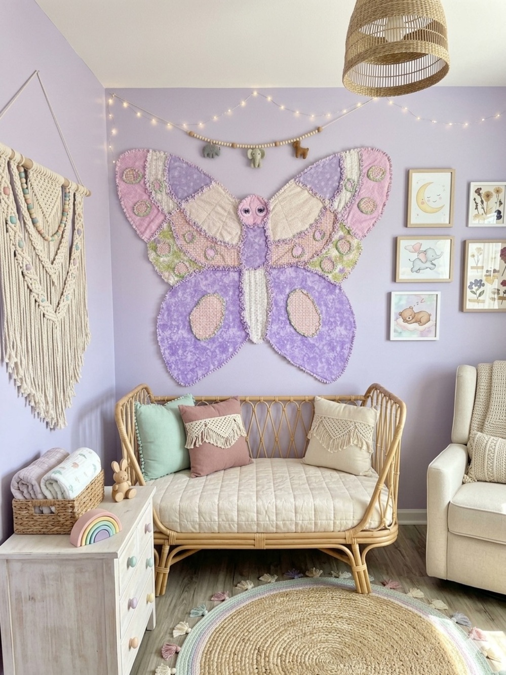 Artisan butterfly patchwork room accent  for babies/nursery/toddler girl room